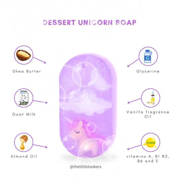 The Little Lookers Soap with Unicorn Eraser| Handmade/Handcrafted & Hand cut| Kids friendly Organic Soap for All skin with moon and star details (120 gms approx.)(Unicorn, Pack Of 1) - Image 3