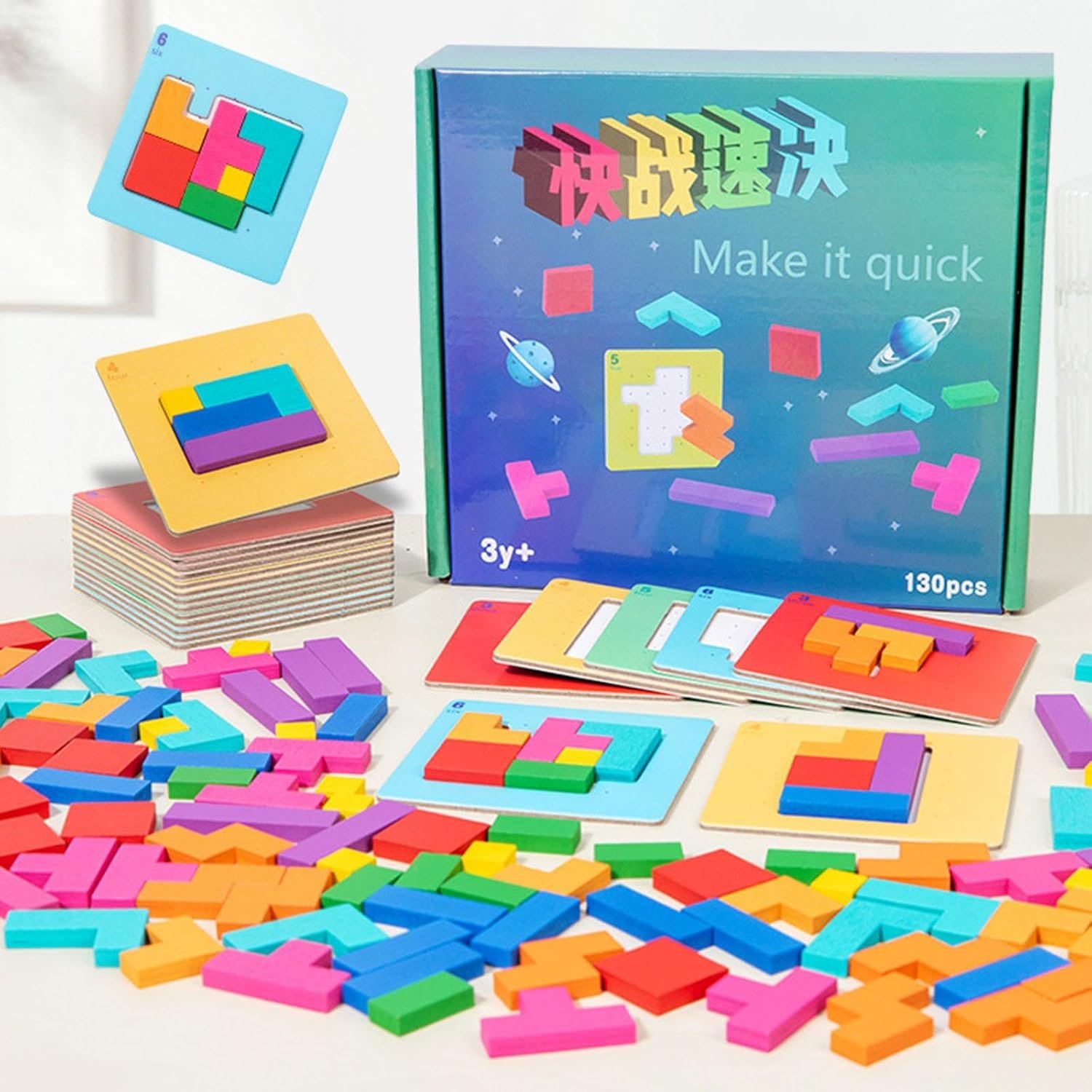 Wooden Blocks Puzzle Puzzle Learning for Boys Girls Kids 3 4 5 6 7 Years Old|Toys & Hobbies | Puzzles | Contemporary Puzzles |110 Building Blocks - Image 5