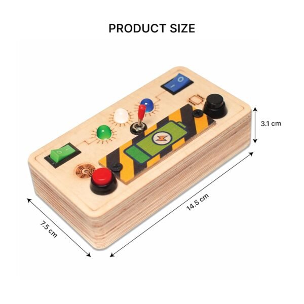 Toys Montessori Buzz Lite Busy Board with LED Light Switch, Wooden Sensory Toy for Toddlers & Kids 1-6 Years, Develops Hand-Eye Coordination for Boys & Girls - Image 3