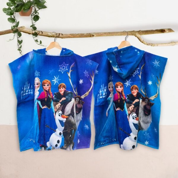 Sassoon Frozen Cartoon Printed Hooded Poncho Towel for Kids (Pack of 1) - Image 2