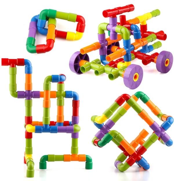 Smart Stick DIY Plastic Brick Set 4D Space Children Intelligence Plastic Pipe Blocks Building Toys Plastic Building Block Set Pipes Puzzle Set - Blocks for Kids (Pipe Puzzle Block) - Image 3