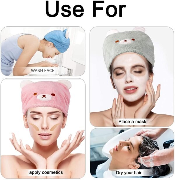 Hair Drying Towel Wrap with Cat Ear,Microfiber Hair Towel Quick Drying Hair for Women and Kid Girls,Super Absorbent Quick Dry Bath Shower Dry Head Turban - Image 5