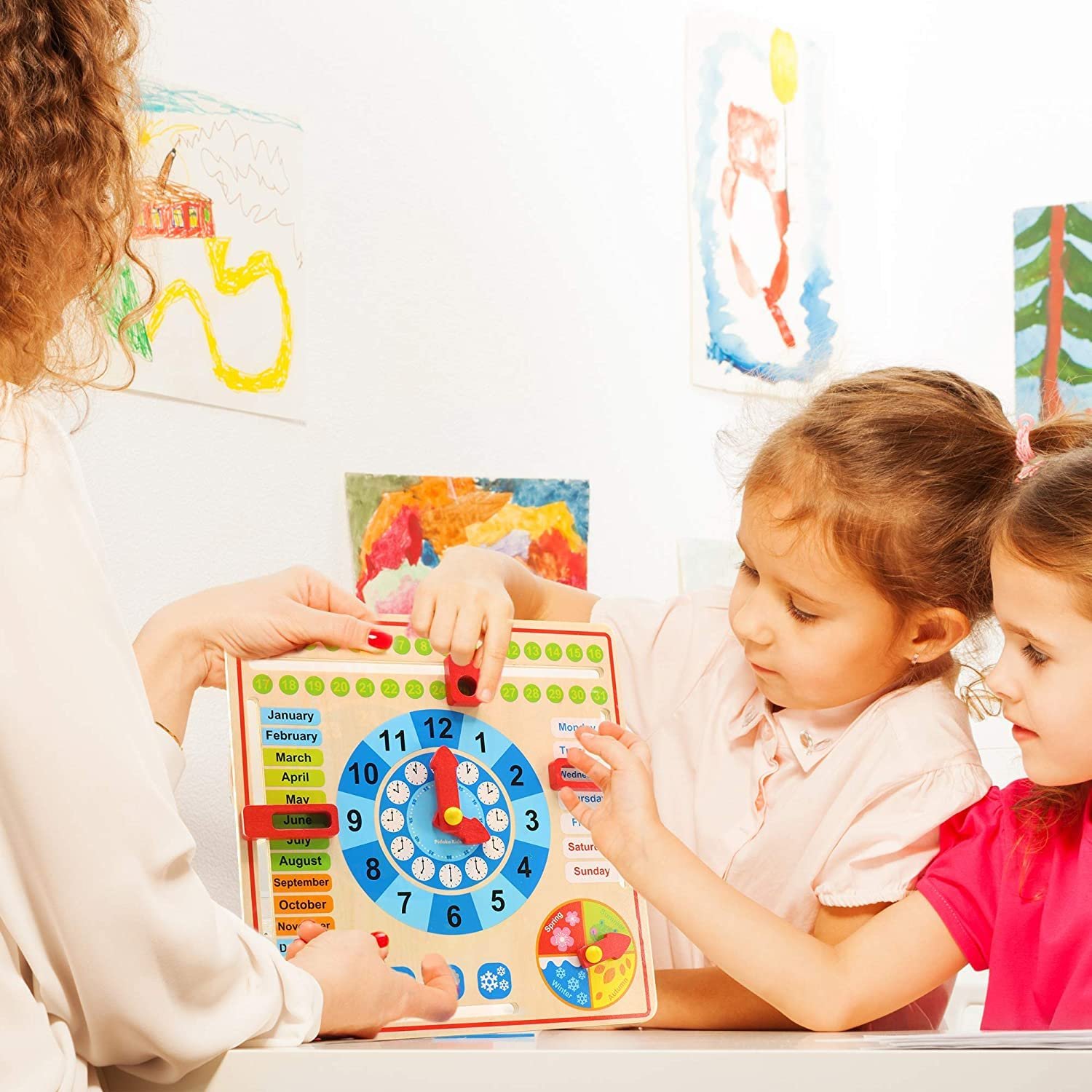 Kids Montessori Toys for Toddlers 3 Years - 4 Years Old Preschool Learning Materials - All About Today Board - Wooden Calendar and Learning Clock - Image 2