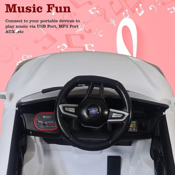 Z Car Battery Operated Ride on car for Kids with Remote & Manual Drive (1-6 Yrs) White - Image 4