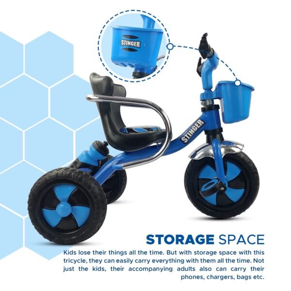 Dash Stinger Tricycle for Kids 3-5 Years, Baby Cycle With Storage Basket and Sipper (Capacity 25kg | Blue) - Image 4