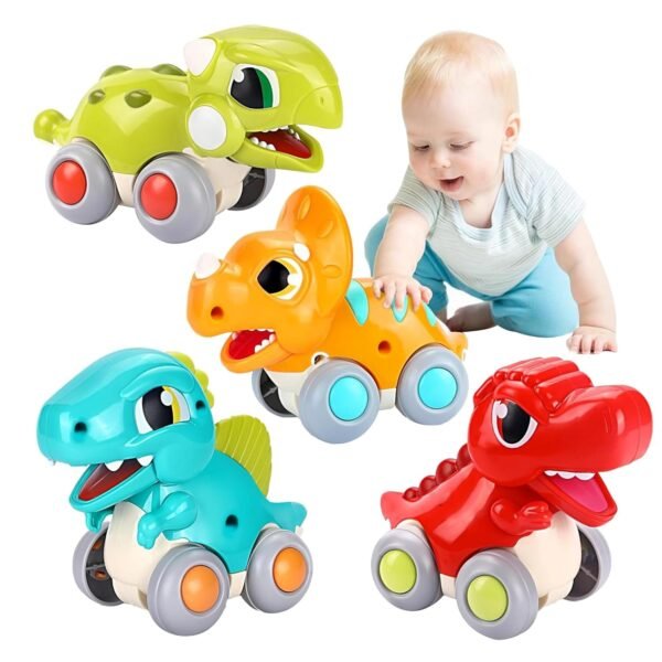 Kidology Push & Go Dinosaur Car Toy for Babies 0-3 Years, Friction Powered Dino Cars, Mini Pull Back Vehicle, Montessori Toys for Boys & Girls, Birthday Gift forToddlers & Kids - Pack of 1 - Image 2