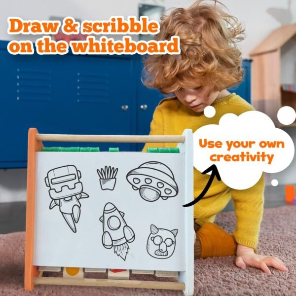 Wembley 5 in 1 Wooden Montessori Learning Educational Activity Toys for 1+ Year Old Baby Boy Girl | Learn Alphabet, Abacus, Writing Drawing, Clock, Motor Skills Kids Gift for Toddlers 2-3 Years - Image 4