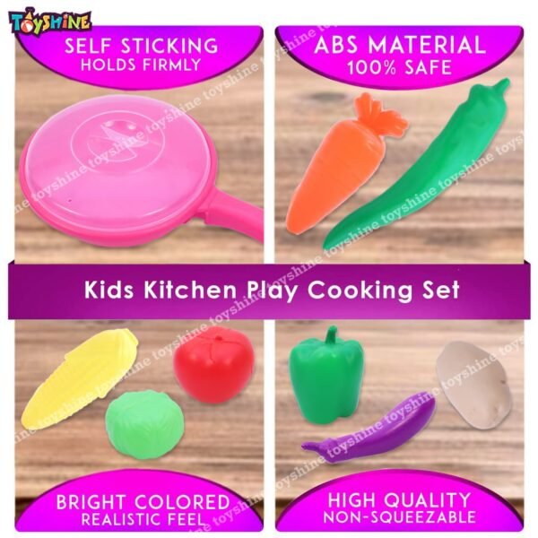 Toyshine Pack of 10 Vegetable Toy Set with Pan | Pretend Play Food Cooking Toy for Kids Learning Educational Toys for Boys Girls Toddler 3-6 Years - Image 3
