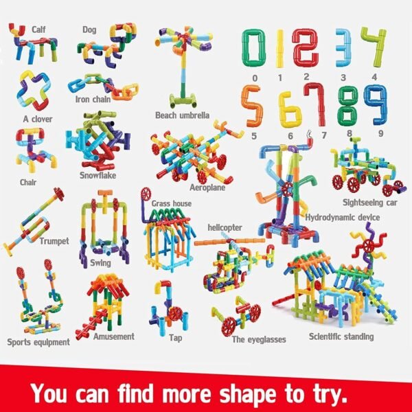 Smart Stick DIY Plastic Brick Set 4D Space Children Intelligence Plastic Pipe Blocks Building Toys Plastic Building Block Set Pipes Puzzle Set - Blocks for Kids (Pipe Puzzle Block) - Image 6