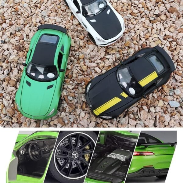 1:24 Diecast Model Alloy Mrcedes AMG GTR Alloy Metal Pull Back with 6 Openable Doors & Sound Light Toy car for Kids Best Gift Toys for Kids Boys (Green) - Image 6