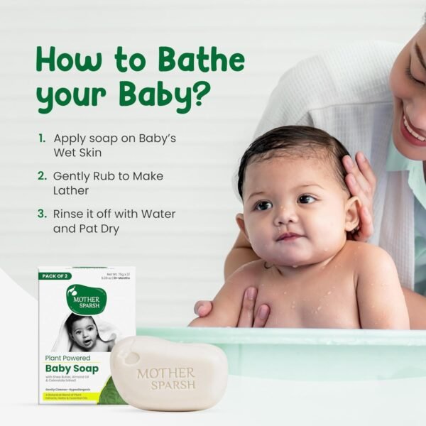 Mother Sparsh Plant Powered Natural Baby Soap - Pack of 4X75gms | Hypoallergenic & Tear-Free Soap for Babies, Newborns - Image 5