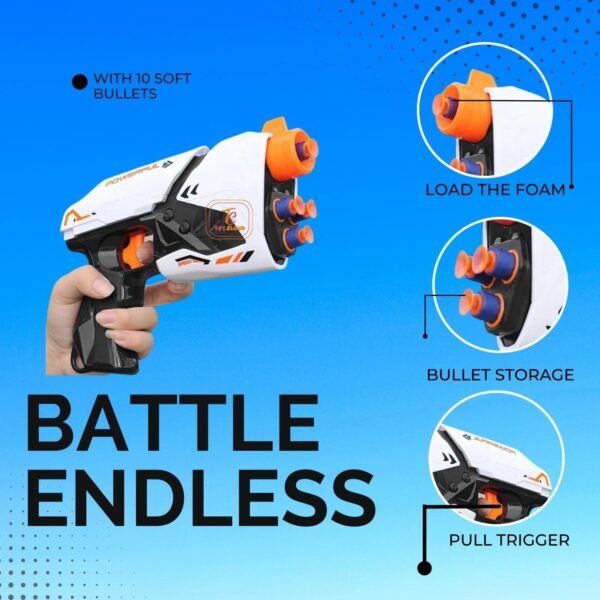 Toy Cloud Shot Blaster Toy Gun with 10 Soft Foam Dart Bullets, Safe and Long Range Air Gun Toys Guns for Kids Age 8-14 Year Old Boys - Image 5