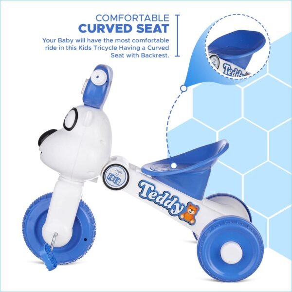Dash Teddy Foldable Tricycle for Kids 1-3 Years, Baby Cycle With Light and Music (Capacity 20Kg | Blue) - Image 4