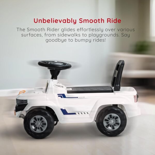 Baybee Speedy Ride on Baby Car for Kids | Ride on Toys Car with Music & LED Light | Portable Push Ride on Jeep with Backrest & Storage Basket | Kids Car to Drive 1-3 Years Boys Girls (White) - Image 6