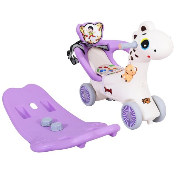 KURB 3-in-1 Ride-on Horse and Rocker for Kids | Multi-Functional | Age 12 Months - 4 Years | Sturdy and Durable | Safety Belt | Child-Safe Plastic (Purple) - Image 6