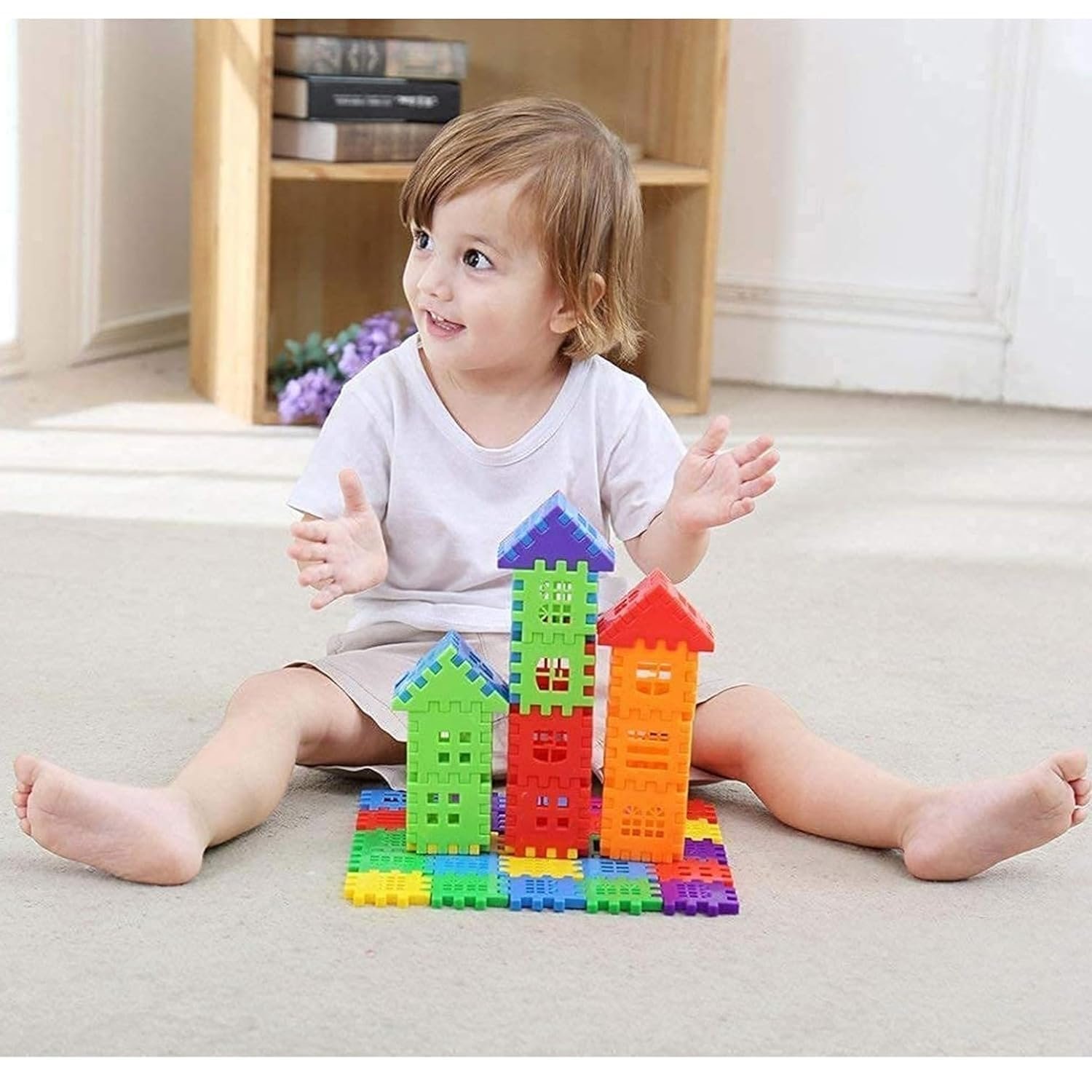 MBK 60+ PCS Kids Building Blocks Set - Medium-Sized Happy Home House with Attractive Windows, Smooth Edges - Toys for Boys, Girls, Toddlers 2-5 Years - Image 5