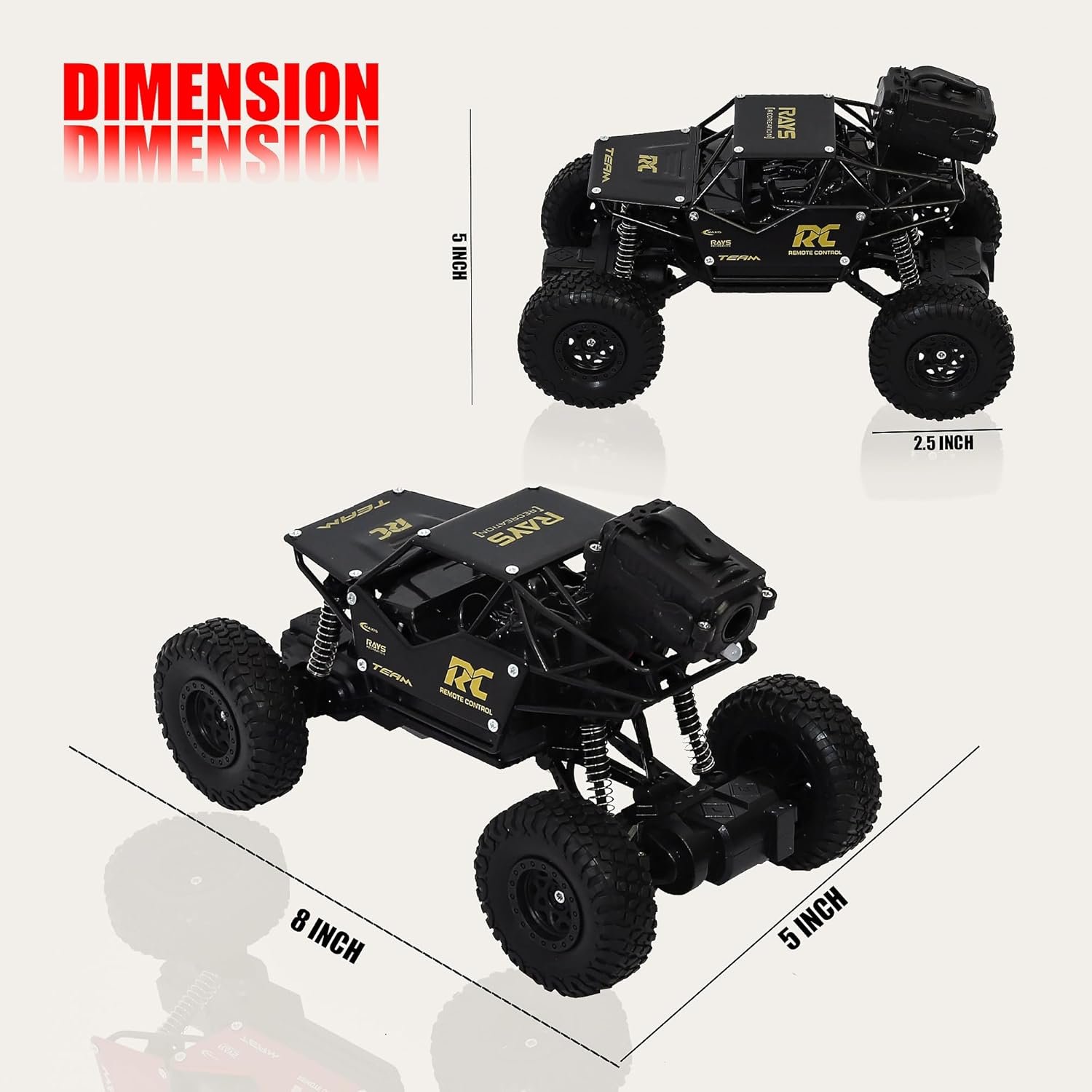 Remote Control Rc Car Toys for Kids with Smoke Rock Crawler Truck 2-12 Years Old Boys and Girls | Best Gift for Your Little Ones Rechargeable 5 Functions 1:18 RC Car with Smoke Fog, Red - Image 2