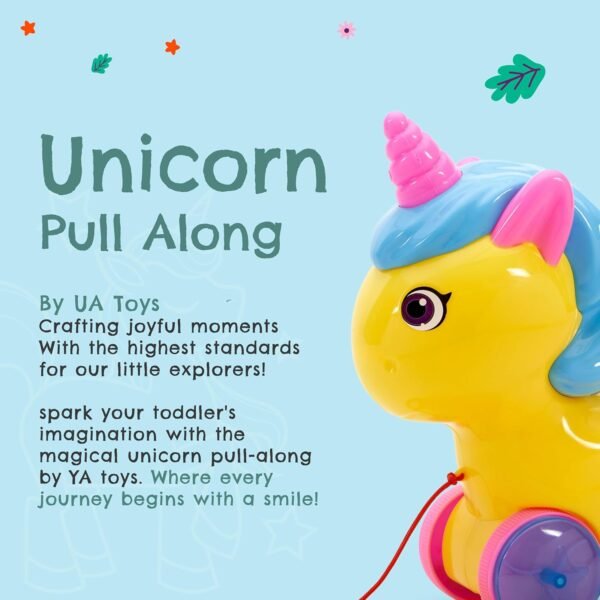 Pull Along Toy for 1+ Years Old Unicorn Pull Along Child Toys 2-5 Years- White - Image 6