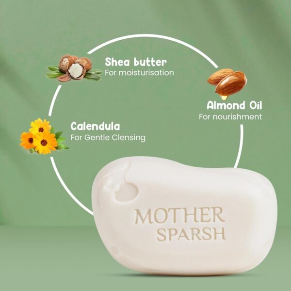 Mother Sparsh Plant Powered Natural Baby Soap - Pack of 2X75g | Hypoallergenic & Tear-Free Soap for Babies, Newborns - Image 5