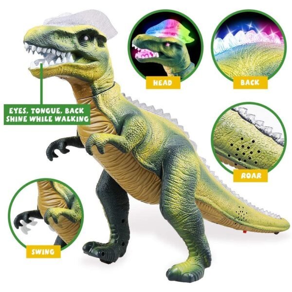 SPIRITUAL HOUSE Dinosaur Toys for Kids 6-7 8-12, 2.4G Remote Control Dilophosaurus Action Figure Boys Girls 4-7 Years RC Walking with Lights and Sounds One-Key Demo Dino Toy - Image 4