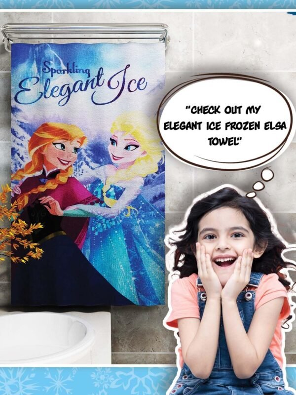 Disney Frozen Kids Bath Towel 350 GSM 60x120 cm, Dark Blue Color - Image 3