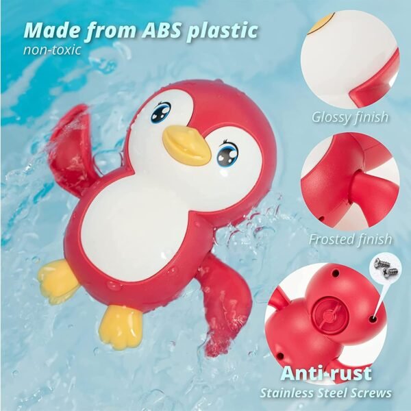 WISHKEY Plastic Bath Tub Toys for Kids, Cute Floating Penguin and Turtle Bath Toys Set, Water Toys for Baby Boys & Girls, Baby Swimming Floating Pool Toys, Multicolor, 0-3 Years (Pack of 2) - Image 4