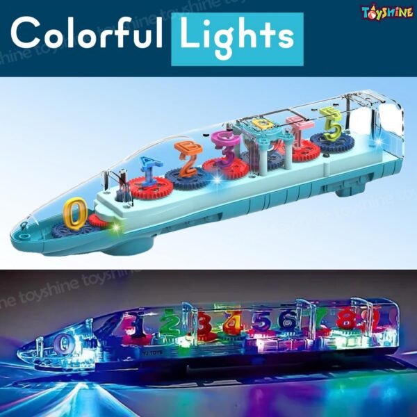 Toyshine Big Transparent Bump and Go Train with 3D Lightning, Moving Gears and Music | Birthday Toy Gift for 2-5 Year Old Boy, Girl, Baby - Numbers - Image 5