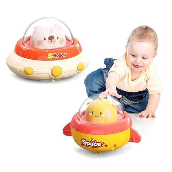 Kidology 2 Pcs Press & Go Friction-Powered Space Cars for Toddlers – Mini Racing Car, Push & Go Vehicle for Early Learning, Motor Skill Development, Fun Toy for Babies & Kids - Random Color