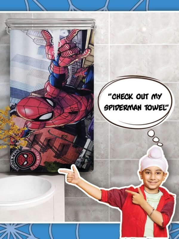 Athom Living Marvel Red Spiderman Kids Premium Cotton Bath Towel 350 GSM (60x120 cm) - Image 3