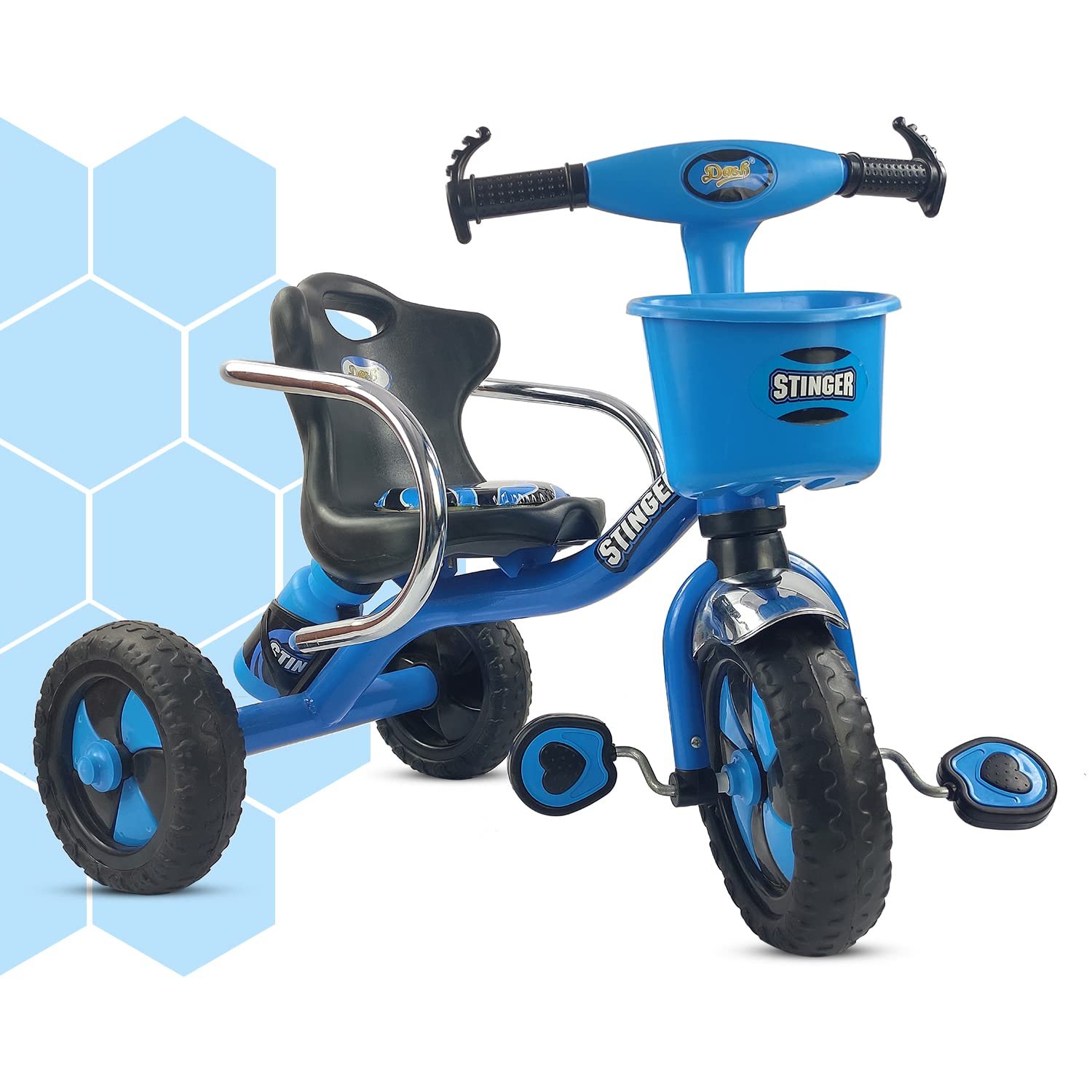 Dash Stinger Tricycle for Kids 3-5 Years, Baby Cycle With Storage Basket and Sipper (Capacity 25kg | Blue)