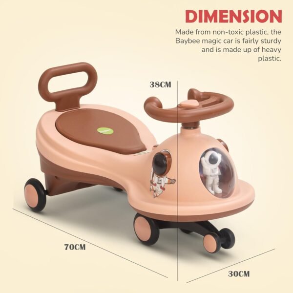 Baybee Astro Baby Swing Car for Kids | Push Ride on Baby Car with 360° Steering, LED Lights, Music & Backrest | Twister Rideons Toy Kids Cars | Magic Cars for Kid 3 to 8 Years Boys Girls (Dark Pink) - Image 2