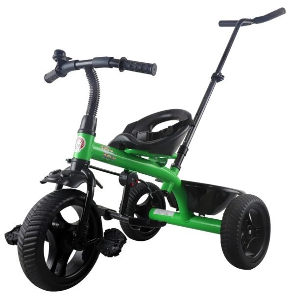Mini Prima Tricycle for Kids | Tricycle for Kids | Cycle for Kids 1-4 Years | Baby Cycle | Bicycle for Kids with Storage Basket, Cushion Seat and Seat Belt TZ-582 (Green)