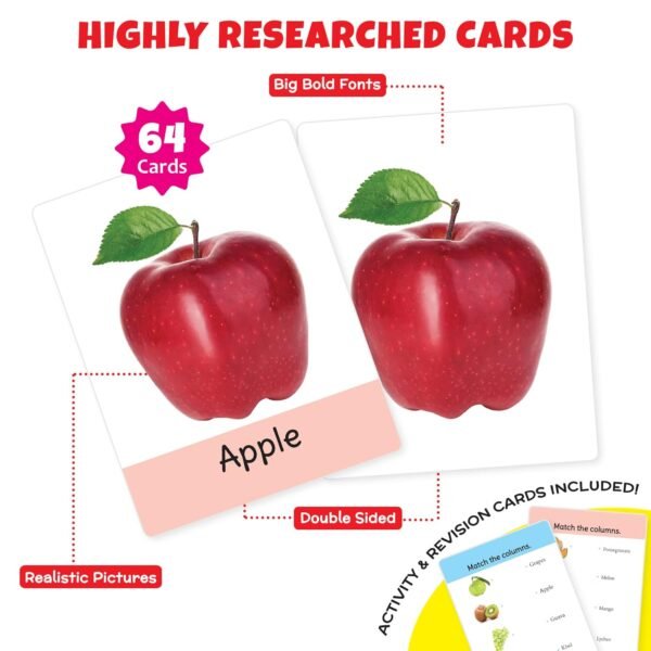 Big Flash Cards for Kids: Fruits and Vegetables (Set of 2) | 64 Double-Sided Picture Cards | Early Learning and Development Toy for Preschoolers & Toddlers 2-6 Years - Image 6