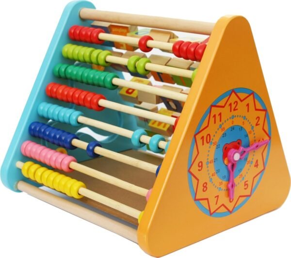 5 in 1 Wooden Activity Triangle Center Cube Alphabet, Blocks, Abacus, Clock, Writing Counting Beads Toys for Babies Montessori Learning Toy for 1-5 Year Old Kids - Image 6