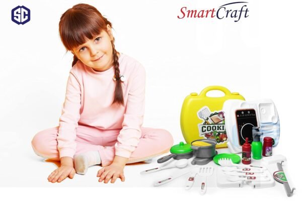 Smartcraft Ultimate Kid Chef Bring Along Kitchen Cooking Suitcase (27 Pieces) Luxury Kitchen Set Cooking Toy with Briefcase Kitchen Food Play Set for Girls & Boys (New)-Made in India - Image 6