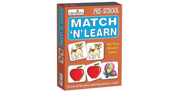 Creative\'s Match N Learn | Preschool Educational Matching Game | Toddler Cognitive Learning Cards | Observation, Memory & Visual Discrimination Toy | 62 Picture Cards for Kids Ages 3+