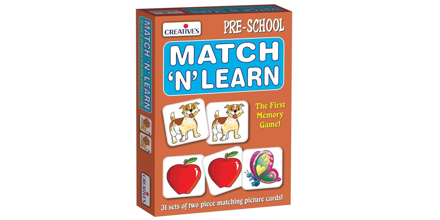 Creative\'s Match N Learn | Preschool Educational Matching Game | Toddler Cognitive Learning Cards | Observation, Memory & Visual Discrimination Toy | 62 Picture Cards for Kids Ages 3+