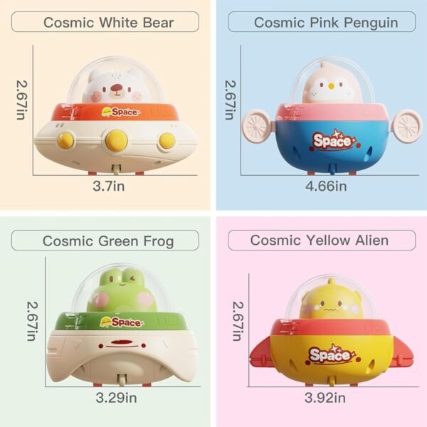 Kidology 4 Pcs Press & Go Friction-Powered Space Cars for Toddlers – Mini Racing Car, Push & Go Vehicle for Early Learning, Motor Skill Development, Fun Toy for Babies & Kids - Random Color - Image 2