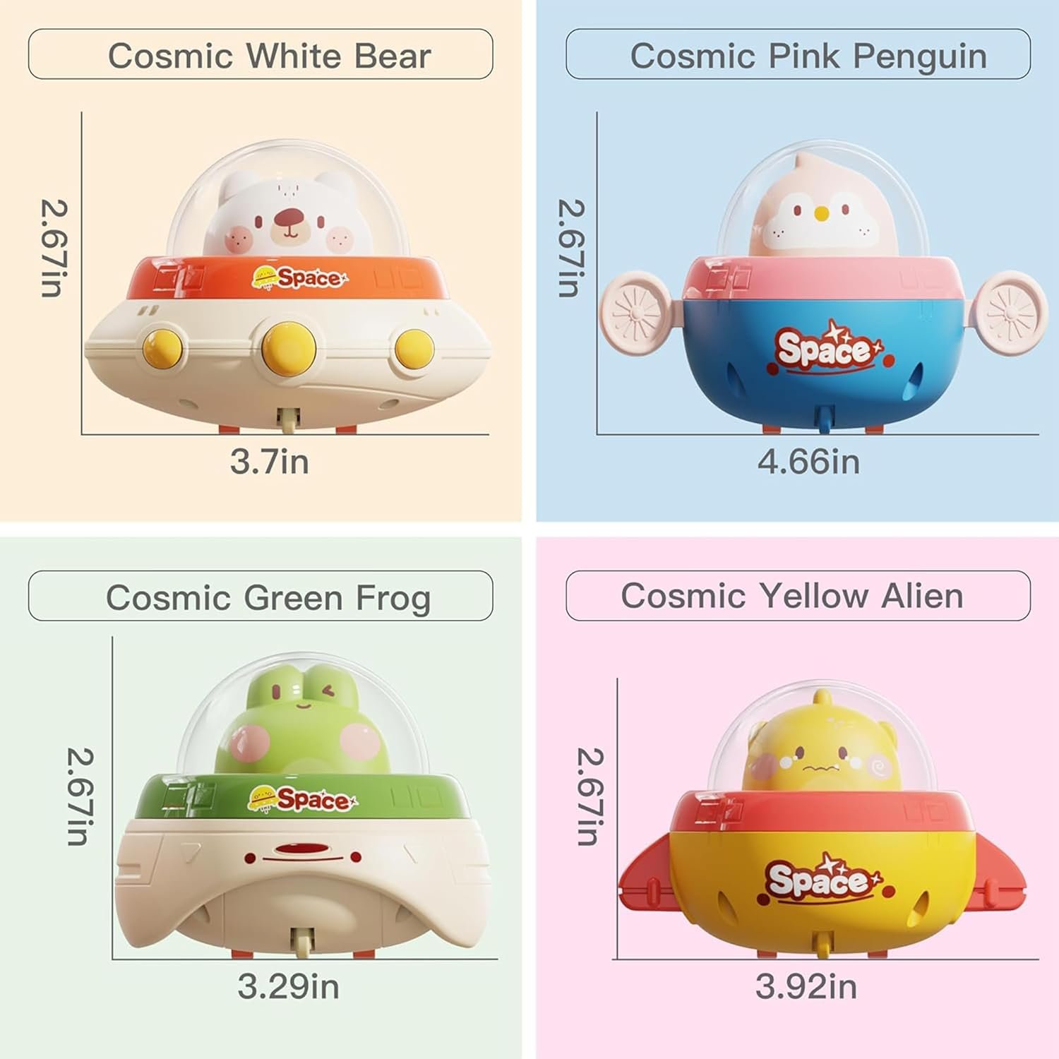 Kidology 4 Pcs Press & Go Friction-Powered Space Cars for Toddlers – Mini Racing Car, Push & Go Vehicle for Early Learning, Motor Skill Development, Fun Toy for Babies & Kids - Random Color - Image 2