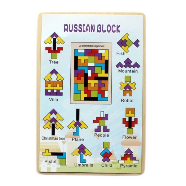 Tetris Puzzle for Kids,Wooden Russian Blocks, Wood Intelligence Puzzle, Brain Teasers Games, Tangram Jigsaw Intelligence Puzzle Educational Gift for Kids,Building Blocks 40pcs, Ages 3-8 Years. - Image 5