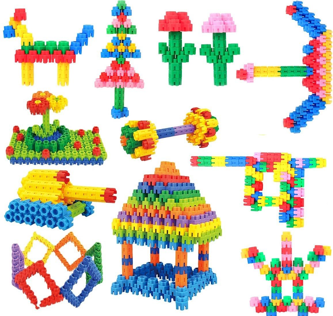 Plastic Hexagon Shape Building Blocks Game Toy Set for 3-8 Years Old Kids Boys & Girls,Random Color,90+ Piece (Hexagon Shape Building Block Toys)
