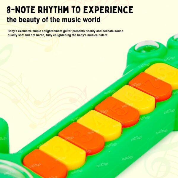 Zest 4 Toyz Musical Guitar Toy for Kids with 8 Colorful Keys Flashing Lights Rotating Gears Shoulder Strap Educational Sound Learning Toy for Boys and Girls Ages 3+ (Green) - Image 6