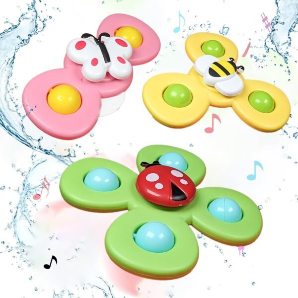 Suction Cup Spinner Toys for 1 2 Year Old Boy & Girl | Spinning Tops Toddler Toys | 1 2 Year Old Boy Birthday Gift for Infant | Sensory Baby Bath Toys (Pack of 3)