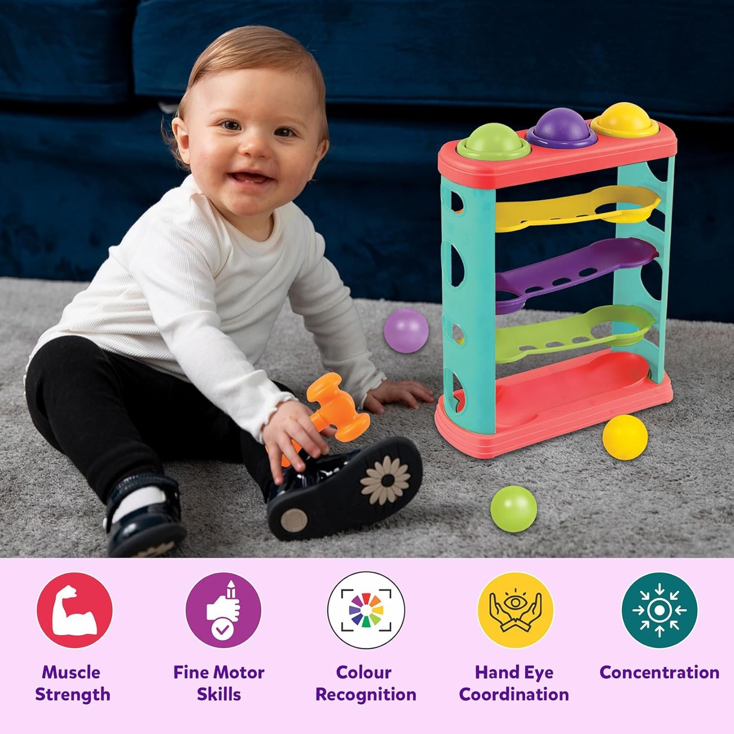 Hammer Knock Ball Toy for Kids: Pound a Ball Toy for Toddlers | Kids & Toddler Activity Toys for 2-4 Years | Gift for 1 Year Old Boys & Girls | Preschool & Montessori Education Toy - Image 5