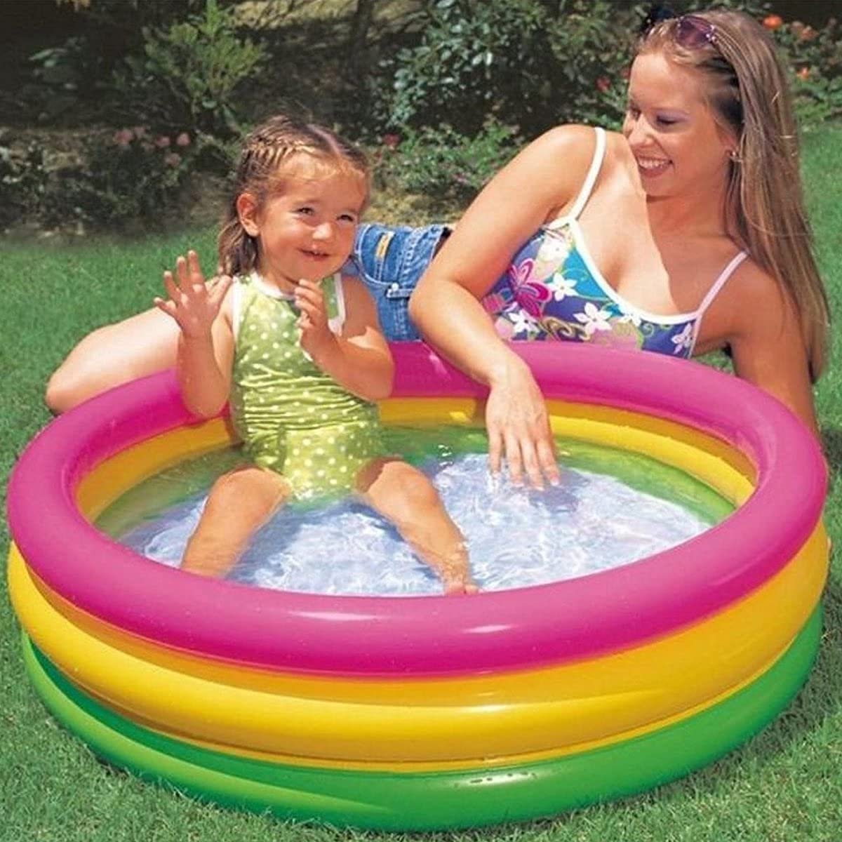 FEDDE Summer Water Fun Bathing Tub Toy for Kids Without Pump | 2 feet Kid\'s Inflatable Baby Bath Tub | 1-3 Years Inflatable Baby Water Pool | Indoor & Outdoor Swimming Pool for Kids (Multicolor) - Image 2