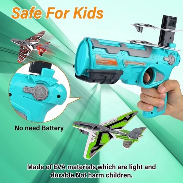 Graphene Airplane Launcher Gun, Safe and Fun Shooting Guns for Kids, Paper Foam Gliders for Quick and Easy Operation, Nearly Unbreakable Plastic, Ideal for Kids Ages - Image 3