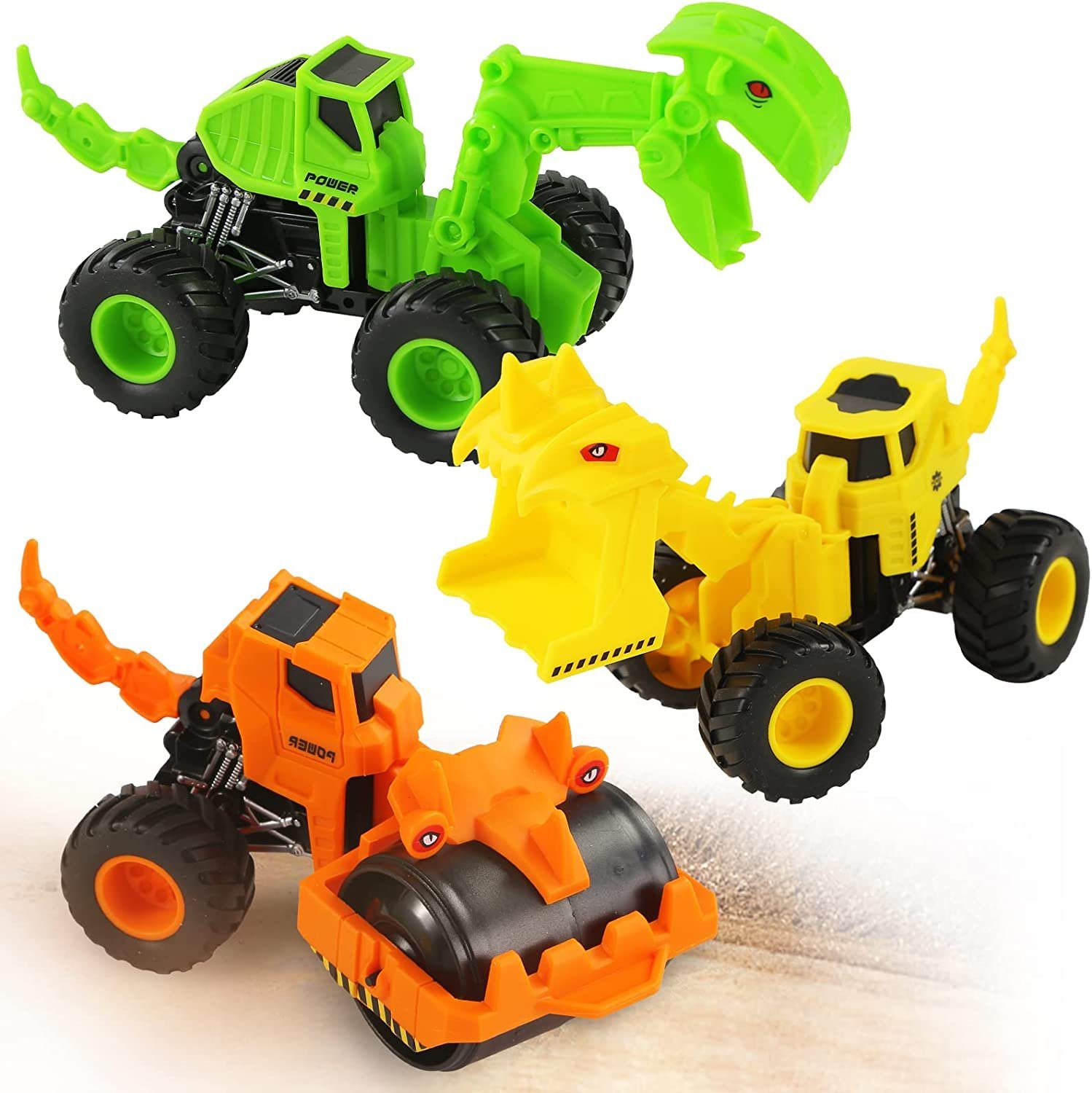 Mouth Press and Go Dinosaur Car Toys for Boys and Girls 3PCS Dinosaur Toys for 3+ Year Old Moving Dino Toys for 3-5 Years Old Birthday Gifts Moving Animal Toys for Kids (Truck Shape Dino3)