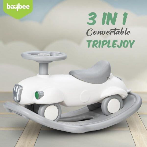 Baybee 3 in 1 Baby Rocker & Ride on Car for Kids | Push Ride on Toy with Balance Board, Steering & Back Rest | Indoor Rocking Chair for Babies, Outdoor Play Horse Rider for Kids 1-3 Years (Triple Joy) - Image 2