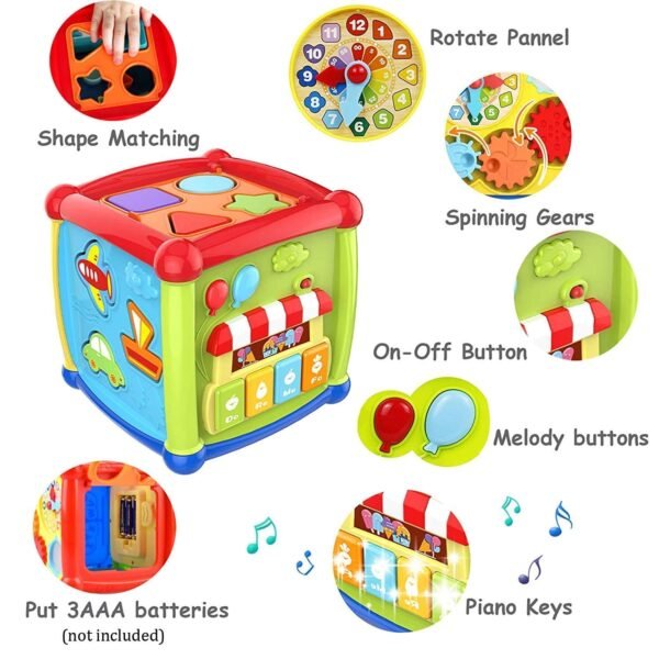 Activity Cube Baby Toy for 6 to 12 Months, Toddler Piano Center Best First Birthday Gift for 1 Year Old Girl Boy, 6 in 1 Busy Learners Educational Toys - Image 4
