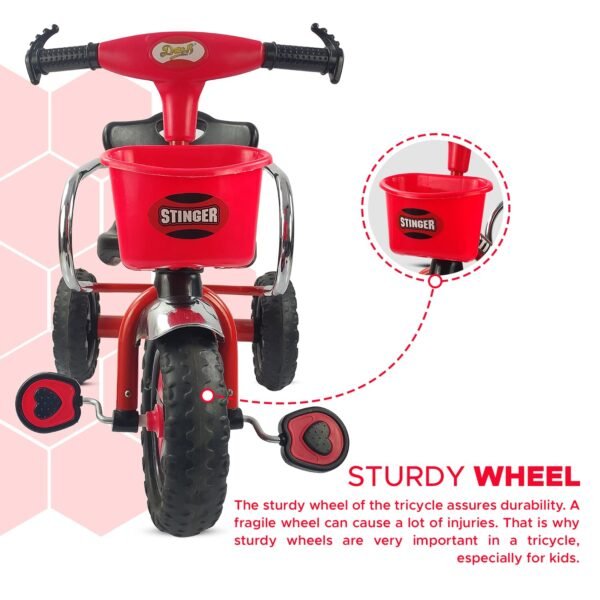 Dash Stinger Tricycle for Kids 3-5 Years, Baby Cycle With Storage Basket and Sipper (Capacity 25kg | Red) - Image 5